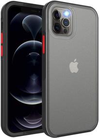 img 4 attached to 📱 ykooe iPhone 12 Pro Max Case 6.7" Matte Translucent Shockproof, Independent Detachable Buttons, Hard PC Back & TPU Bumper Protective Cover – Black + Clear