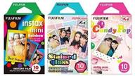 fujifilm instax mini instant film rainbow, stained glass, and candy pop - 10 sheets x 3 assortment value set (with values japan original description of goods) logo