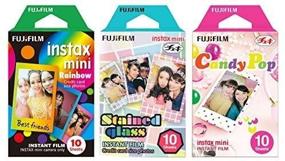 img 4 attached to Fujifilm Instax Mini Instant Film Rainbow, Stained Glass, and Candy Pop - 10 Sheets X 3 Assortment Value Set (with Values Japan Original Description of Goods)