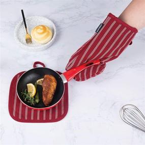 img 3 attached to 🧤 HARORBAY Стилетные карманные лястики, кухонные рукавицы и держатели горшков: хлопковые перчатки, устойчивые к теплу, для приготовления пищи, выпечки и жарки - полосатые Баттермере