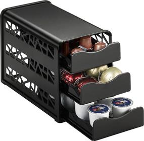 img 3 attached to 🗄️ Black 24 ct 3-Tier Drawer for Keurig, iCoffee, Nespresso, Verismo - Space-Saving Solution for Cabinets or Countertops