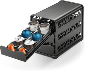 img 2 attached to 🗄️ Black 24 ct 3-Tier Drawer for Keurig, iCoffee, Nespresso, Verismo - Space-Saving Solution for Cabinets or Countertops