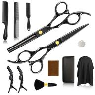 💇 hair cutting scissors set, 12pcs haircut shears kit in black for men, women, barber, salon, home – perfect gift for friends and family logo