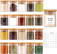 🍯 laramaid 2.5oz 20packs glass jars set with bamboo lids and custom labels - ideal food storage canisters for kitchen, spices, herbs, seasonings, seeds, tea, sugar, and salt логотип