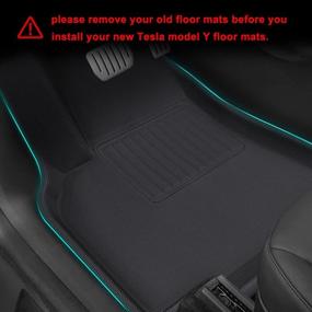 img 2 attached to 🚗 TAPTES Tesla Model Y 2021 All-Weather Floor Mats Accessories - Custom Fit TPE Car Floor Liners & Cargo Tray - Waterproof, Black Snowproof - 1st & 2nd Row, Black