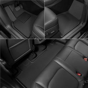 img 3 attached to 🚗 TAPTES Tesla Model Y 2021 All-Weather Floor Mats Accessories - Custom Fit TPE Car Floor Liners & Cargo Tray - Waterproof, Black Snowproof - 1st & 2nd Row, Black