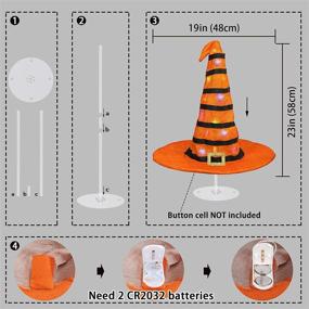 img 3 attached to 🎃 Ivenf Halloween 23" Witch Hat Decoration with LED String Lights - Spooky Indoor/Outdoor Table & Fireplace Decor, Orange with Black Stripes