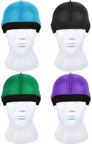 img 2 attached to 🧢 Silky Durag Caps - 8 Piece Elastic Wave Cap with Long Tail Headwraps, Wide Straps for Waves