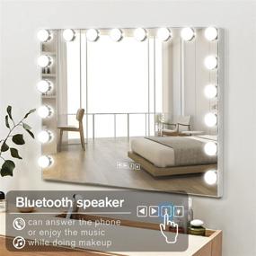 img 3 attached to 💄 Hansong LED Vanity Mirror with 18 LEDs, Extra Large Hollywood Makeup Mirror Lighting Cosmetic Mirror 3 Color Modes Tabletop or Wallmount Vanity Slim Mirror with USB Charging Port and Bluetooth
