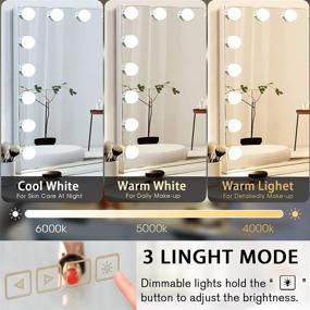 img 1 attached to 💄 Hansong LED Vanity Mirror with 18 LEDs, Extra Large Hollywood Makeup Mirror Lighting Cosmetic Mirror 3 Color Modes Tabletop or Wallmount Vanity Slim Mirror with USB Charging Port and Bluetooth