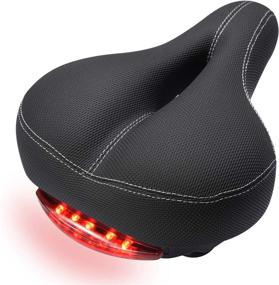 img 4 attached to YBEKI Memory Cotton Filled Leather Wide Bike Saddle with Tail Lights - Waterproof, Non-Slip, Soft Breathable Double Spring Design - Comfortable Men Women Bicycle Seat, Suitable for Most Bikes - 1 Year Warranty