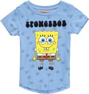 🧽 colorful spongebob square pants girls t-shirt: all over print design with chenille patch lettering logo