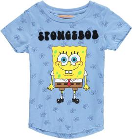 img 2 attached to 🧽 Colorful Spongebob Square Pants Girls T-Shirt: All Over Print Design with Chenille Patch Lettering