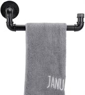 🛀 sumnacon rustic industrial iron pipe towel rack holder - heavy duty vintage style hand towel bar, toilet paper holder for bathroom, kitchen with screws, black logo