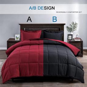 img 3 attached to Satisomnia Lightweight Comforter Set Queen Red: All-Season Down Alternative Bedding with 2 Pillow Shams - Reversible, Ultra Soft, Red and Black Full/Queen Size