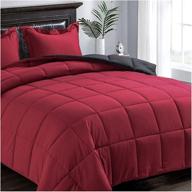 satisomnia lightweight comforter set queen red: all-season down alternative bedding with 2 pillow shams - reversible, ultra soft, red and black full/queen size logo