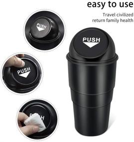 img 2 attached to YIOVVOM Mini Car Trash Can - Automotive Cup Holder Garbage Bin - Portable Small Trash Bin for Car, Home, and Office (2 Black, 1)