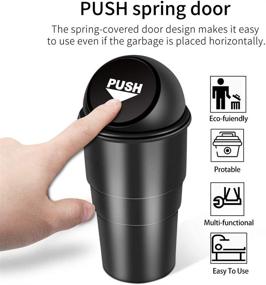 img 1 attached to YIOVVOM Mini Car Trash Can - Automotive Cup Holder Garbage Bin - Portable Small Trash Bin for Car, Home, and Office (2 Black, 1)