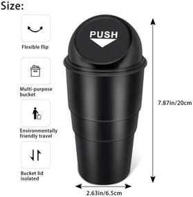 img 3 attached to YIOVVOM Mini Car Trash Can - Automotive Cup Holder Garbage Bin - Portable Small Trash Bin for Car, Home, and Office (2 Black, 1)