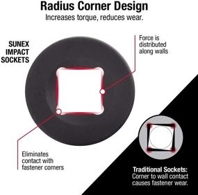img 2 attached to Набор удлинителей для ударных головок Sunex 2504 1/2 дюйма - 4 штуки SAE с лотком для хранения: высококачественная сталь Cr-Mo, дизайн с закругленными углами, варио-привод и двойные маркировки размеров.