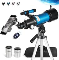 🔭 free soldier professional astronomy telescope for beginners - 70mm aperture, 400mm focal length, and smartphone adapter - ideal for adults and kids - blue logo