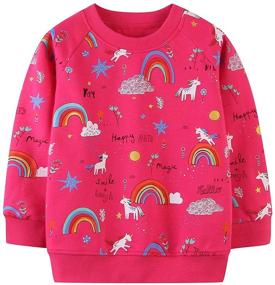 img 4 attached to 🦕 BGIRNUK Cotton Long Sleeve Dinosaur Printed Sweatshirts for Toddler Girls: Pullover Crewneck Tops