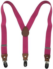 img 4 attached to Stylish and Comfortable Elastic Adjustable 1 inch Y Back Clip Suspenders for Boys and Girls - Available in Vibrant Multi Colors