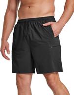 🩳 rusaevon men's 7" outdoor hiking cargo shorts - lightweight, stretchy, elastic waist, quick-dry with zip pockets logo