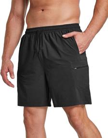 img 4 attached to 🩳 RusaeVon Men's 7" Outdoor Hiking Cargo Shorts - Lightweight, Stretchy, Elastic Waist, Quick-Dry with Zip Pockets