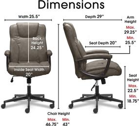 img 2 attached to Serta Executive High Back Office Chair with Lumbar Support: Ergonomic and Gaming-Friendly Design, Upholstered in Bonded Leather Gray