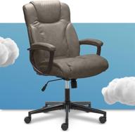 serta executive high back office chair with lumbar support: ergonomic and gaming-friendly design, upholstered in bonded leather gray logo