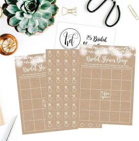 img 1 attached to 🎉 Rustic Kraft Bridal & Bachelorette Party Bingo Cards: 25 Game Cards + Wedding Ring Chip Markers