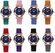 weicam diamond pu leather strap starry sky wristwatch wholesale for women and girls - 8 pack analog quartz watch with frosted table, drop drill - set of 8 pieces logo