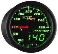 🌡️ maxtow double vision 260 f transmission temperature gauge kit: black face, green led dial, analog & digital readouts - ideal for trucks - 2-1/16" 52mm logo