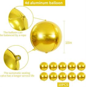 img 3 attached to 🎈 Hangable Gold 4D Foil Mylar Balloons: 10-inch Round Sphere Aluminum Film Mirror Metallic Balloons for Christmas Birthday Party Wedding Baby Shower Decorations - Set of 10