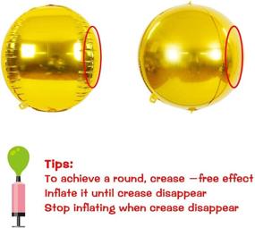 img 2 attached to 🎈 Hangable Gold 4D Foil Mylar Balloons: 10-inch Round Sphere Aluminum Film Mirror Metallic Balloons for Christmas Birthday Party Wedding Baby Shower Decorations - Set of 10