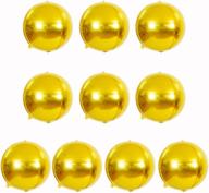 🎈 hangable gold 4d foil mylar balloons: 10-inch round sphere aluminum film mirror metallic balloons for christmas birthday party wedding baby shower decorations - set of 10 логотип