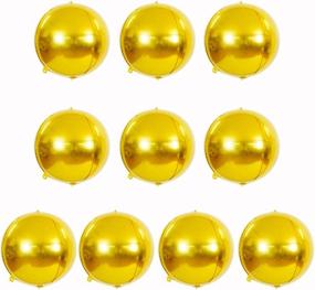 img 4 attached to 🎈 Hangable Gold 4D Foil Mylar Balloons: 10-inch Round Sphere Aluminum Film Mirror Metallic Balloons for Christmas Birthday Party Wedding Baby Shower Decorations - Set of 10