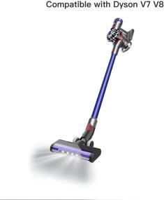 img 2 attached to Hardwood and Short Carpet Vacuum Cleaner Head Compatible with Dyson V7 V8, Fluffy Floor Attachment with LED Headlights, Motorized Brush featuring Bristle & Soft Roller