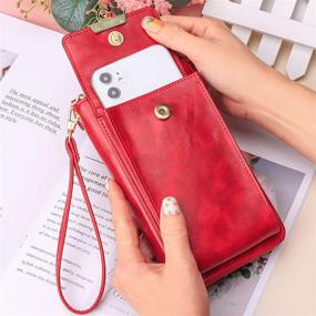 img 2 attached to 👜 RFID Blocking Leather Crossbody Cellphone Bag Wallet for Women with Zipper, Credit Card Holder & 2 Straps