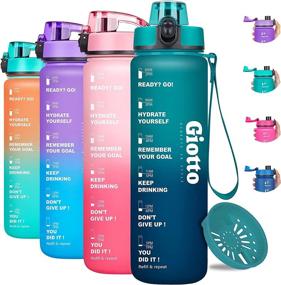 img 4 attached to 32oz Giotto Motivational Water Bottle with Times & Removable Strainer - Reusable Leakproof BPA-Free Sports Water Jug to Encourage Hydration