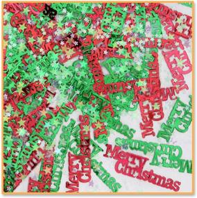 img 1 attached to 🎄 Beistle Merry Christmas Mistletoe and Stars Cutout Plastic Confetti - Red/Green, 1 Pack