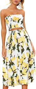 img 1 attached to Stunning Floral Lemon Bandeau Crop 🌼 Top & Maxi Skirt Set for Women