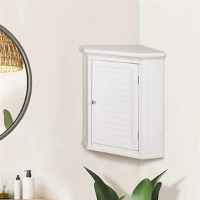 img 3 attached to 🚽 White Glancy Detachable Bathroom Cabinet by Teamson Home