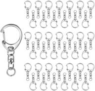 50 pcs key rings with chain - maveek silvery d snap hooks, split keychain parts: metal key ring hardware with 8mm open jump ring and connector - create your own key ring set! logo