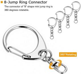 img 1 attached to 50 Pcs Key Rings with Chain - Maveek Silvery D Snap Hooks, Split Keychain Parts: Metal Key Ring Hardware with 8mm Open Jump Ring and Connector - Create Your Own Key Ring Set!