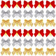 🎀 vibrant 144-piece christmas bow decoration set - mini xmas bowknot ornaments for wedding party, home decor, and wreath hanging logo