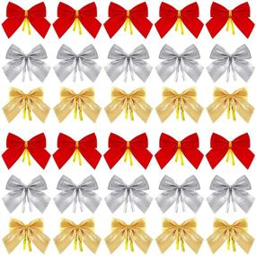 img 4 attached to 🎀 Vibrant 144-Piece Christmas Bow Decoration Set - Mini Xmas Bowknot Ornaments for Wedding Party, Home Decor, and Wreath Hanging