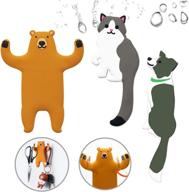 3pcs kids wall hooks adhesive-cute animal decorative wall hooks-reusable waterproof hooks for hanging towel，keys，hat and more in bathroom bedroom nursery kitchen (brown bear cat black dog) logo