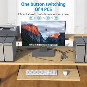 img 3 attached to 🔀 Aluminum USB 3.0 Switcher Selector Hub Adapter - Share 4 USB Devices among 4 Computers - Supports Mouse, Keyboard, Scanner, Printer, PC - KVM Console Box with One-Button Swapping - Includes 4-Pack USB Cable